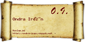 Ondra Irén névjegykártya
